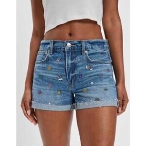 American Eagle AE Denim '90s Boyfriend Shorts Embroidered Women’s - Size 2